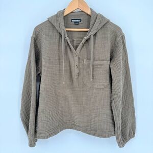 Eddie Bauer Women Cozy Carry On Popover 100% Cotton Popover Henley Hoodie Large